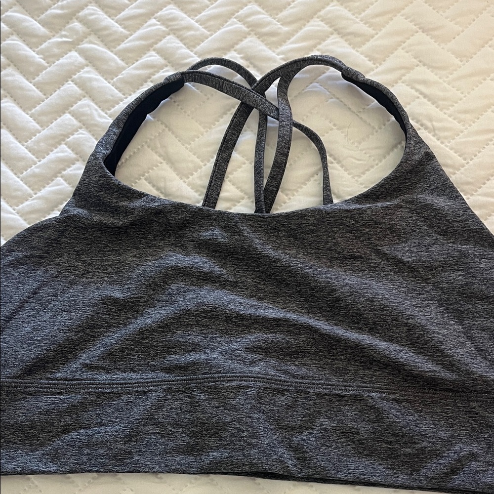 lululemon athletica Charcoal Gray Strappy Sports Bra Sz L